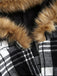 1940er Plaid Toggle Kunstpelzbesatz Hooded Mantel
