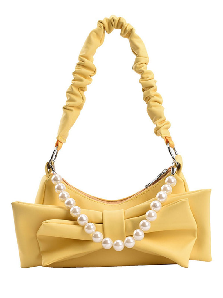 RETRO BOWKNOT PEARL SOLIDE ACHSELTASCHE