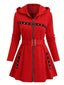1960er Punk Hooded Zipper Gürtel Midi Jacke