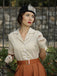 Khaki 1950er Patchwork V-Ausschnitt Kurzarm Swing Kleid