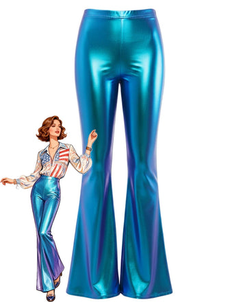 1970er Solide Laser Metallisch Eng Bootcut Hose