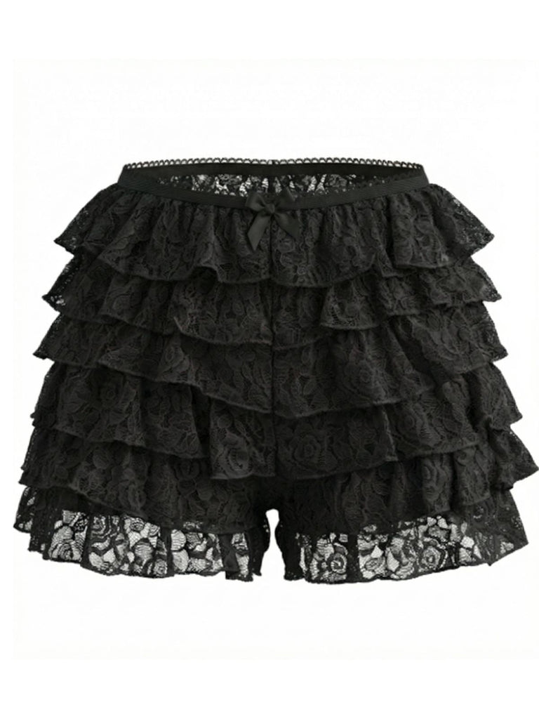 1950er Solide Spitze Mini Shorts