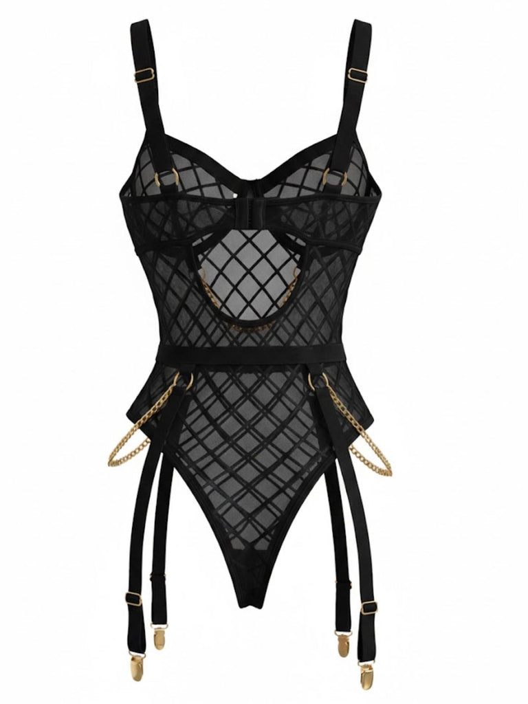 1970er Riemchen Ketten Akzente Durchsichtig Netz Lingerie