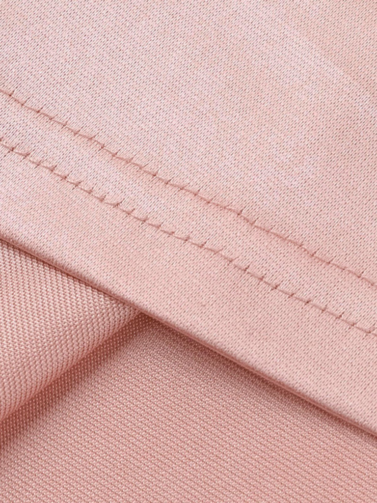 Rosa 1930er Solide Satin Gerüschtes Schlitz Kleid