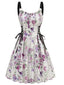 1950er Träger Blumen Schmetterlinge Schnürung Korsett Kleid