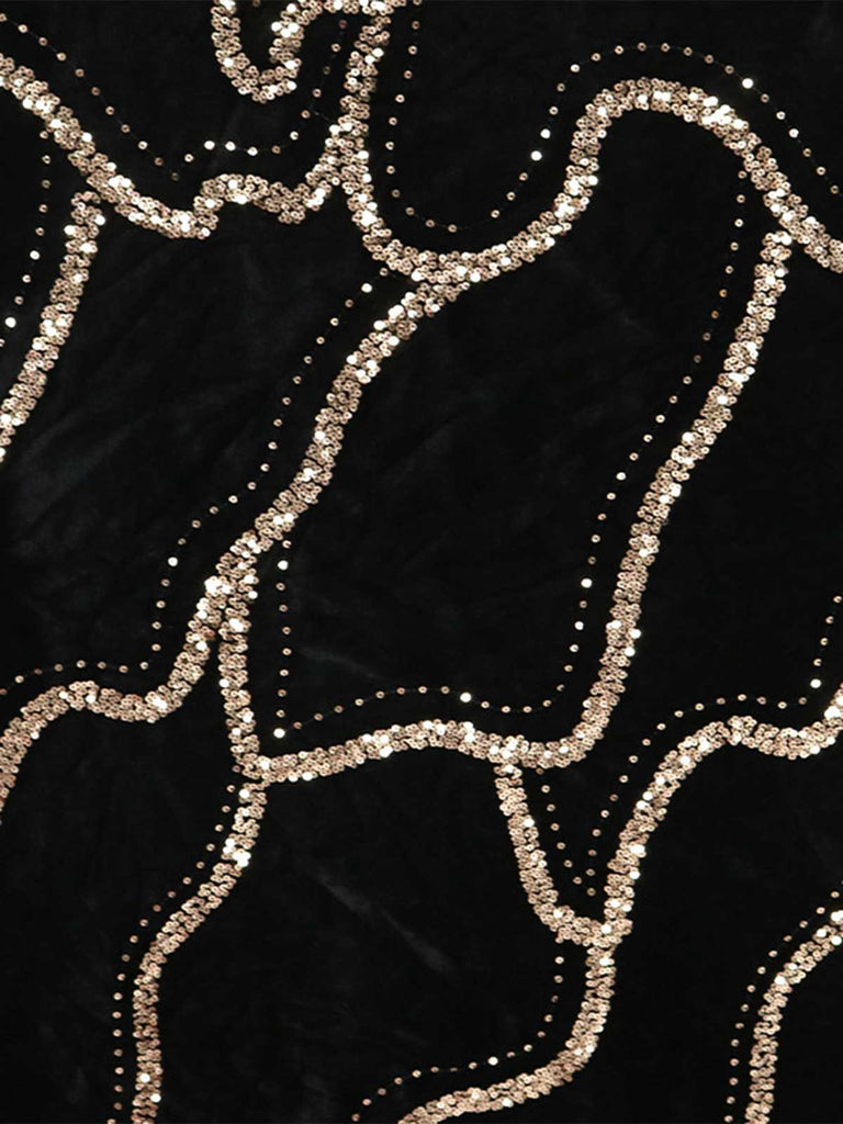 Schwarz 1980er Trägerlos Pailletten Bodycon Kleid