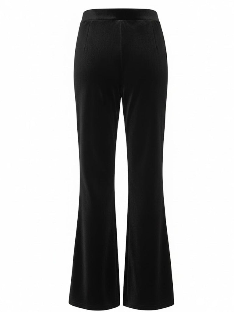 1940er Solide Samt Hochtailliert Schlag Hose