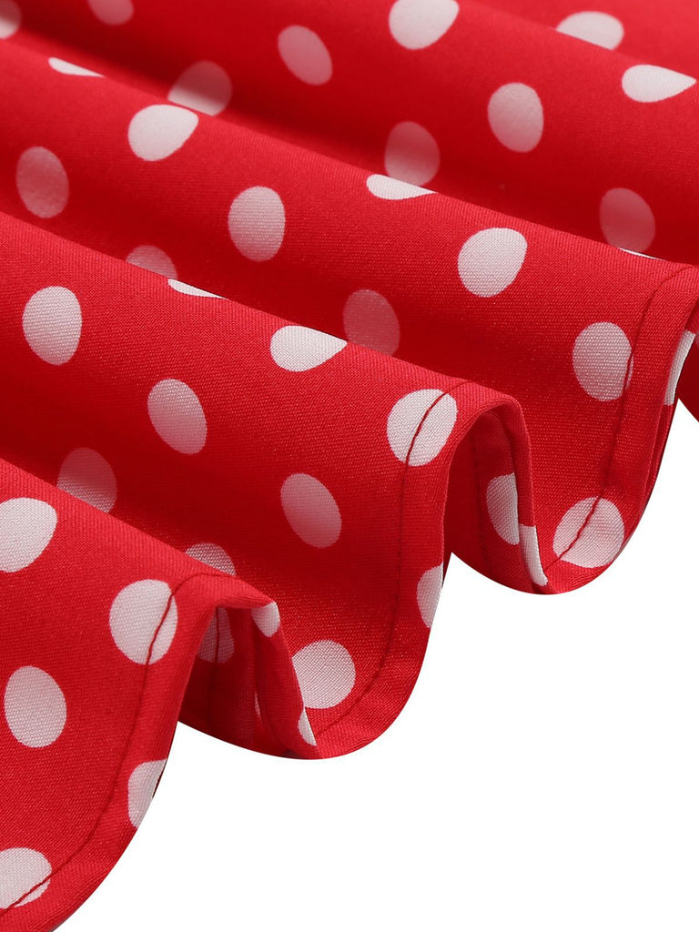 1950er Polka Punkte Bogen Swing Kleid
