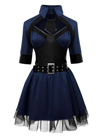 Dunkelblau 1960er Polizei Halloween Cosplay Kleid