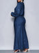 1930er Funkeln Gerüschtes Laternenärmel Stricken Fischschwanz Kleid