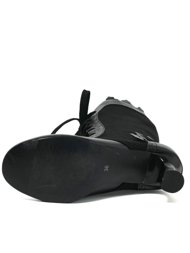 Vintage Schnürung Mittlere Ferse Brogue Knöchel Stiefel