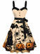 [Vorverkauf] Orange 1950er Kürbis Katze Schläger Swing Kleid