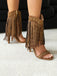 Vintage Quaste Stiletto-Stiefel mit Nieten