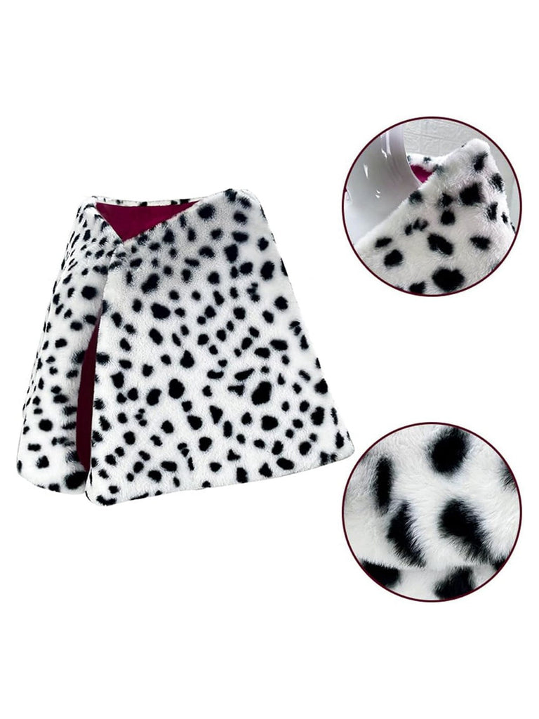 Weiß Halloween Cruella de Vil Kostüm Dalmatiner Cosplay Umhang