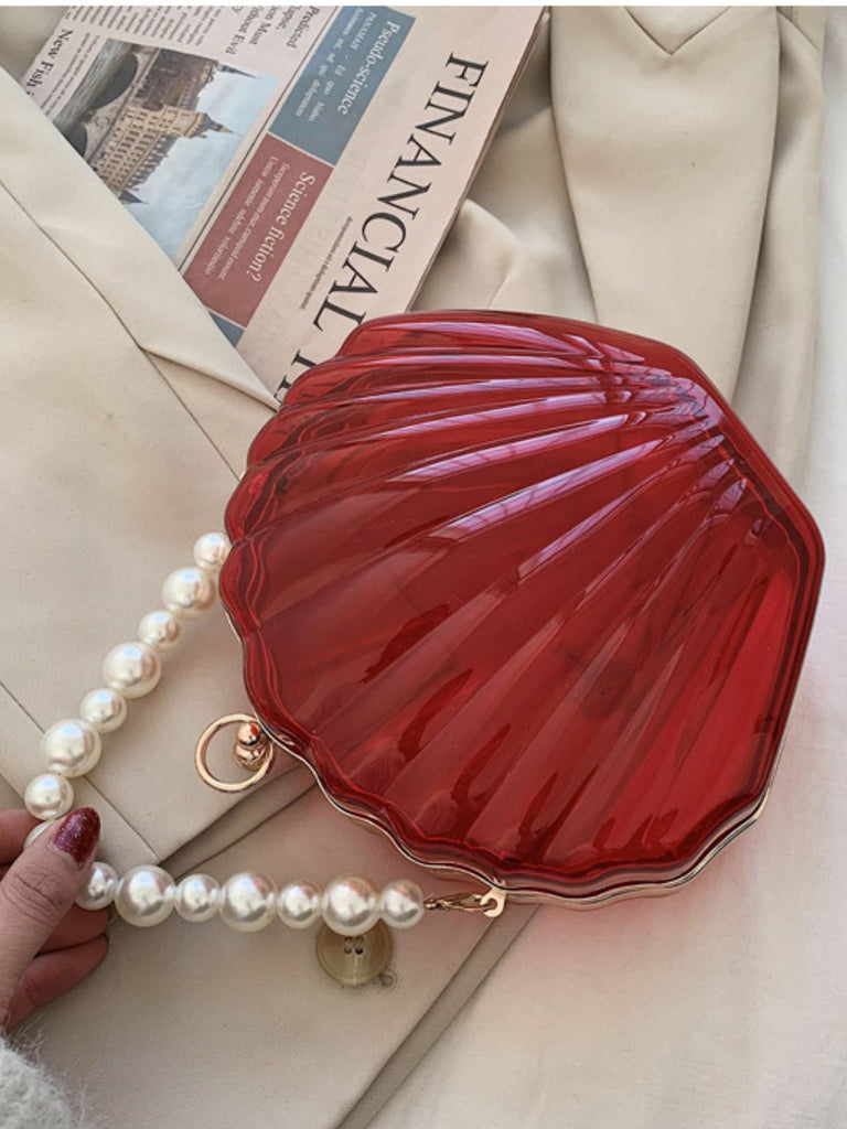 Vintage 3D-Muschel Transparent Perlenkette Tasche