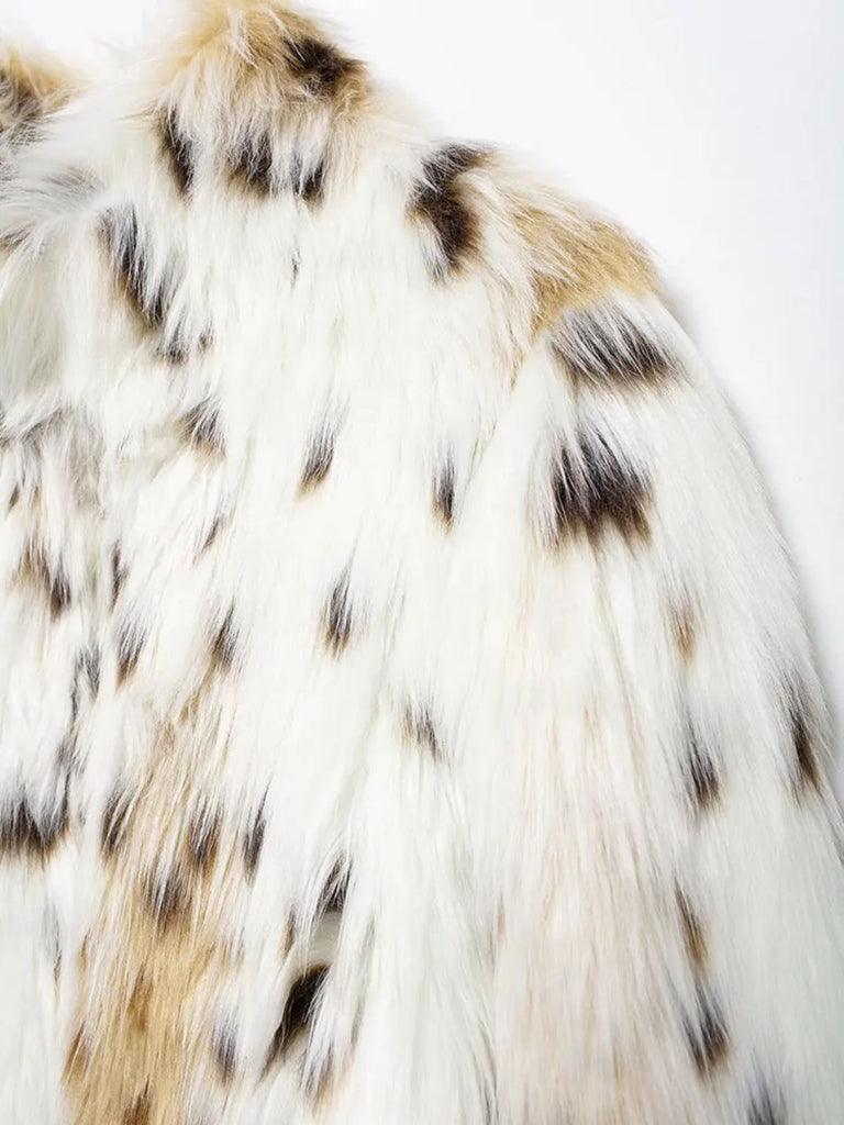 Weiß 1980er Ren Kunstpelz Jacke