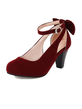 Vintage Bogen Klobige Wildleder Hohem Absatz Schuhe