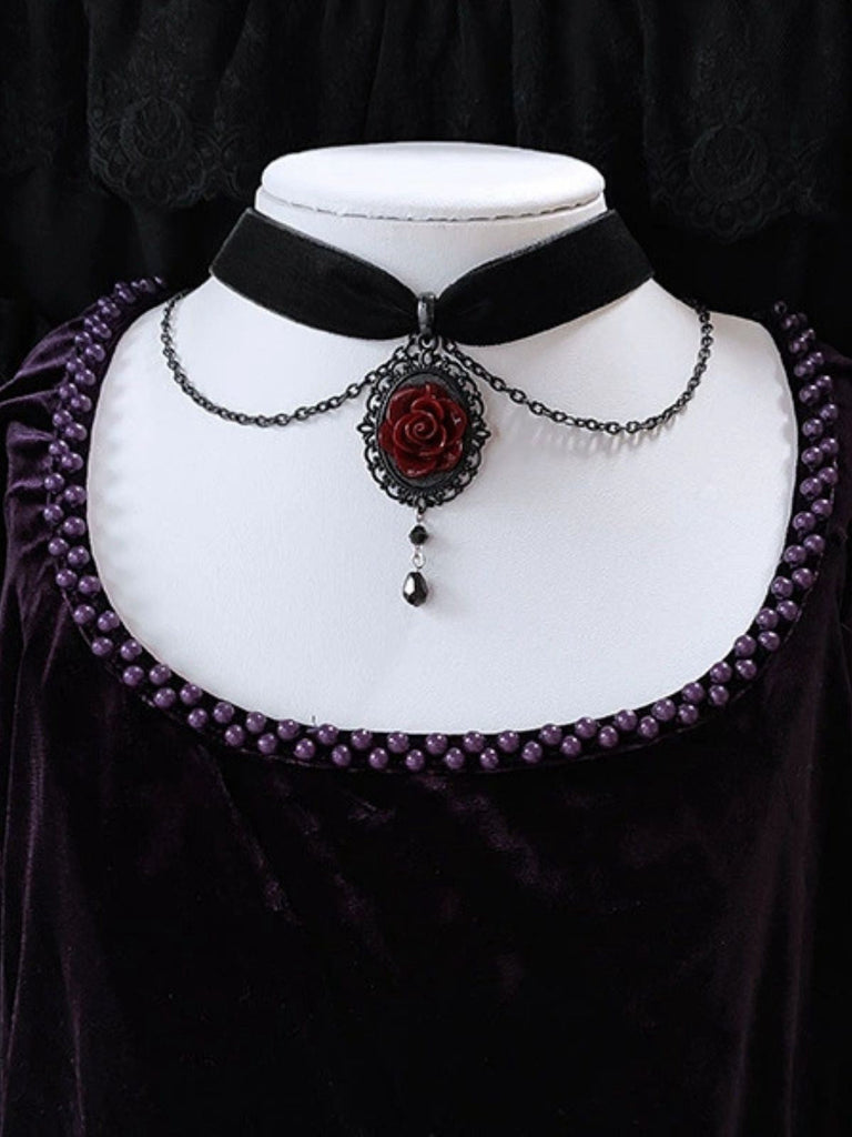 Vintage Dunkle Rose Viktorianisch Gothic Halskette
