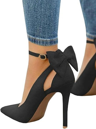 Wildleder Bogen Knöchel Riemen Spitz Zehe Hoch Absatz Schuhe