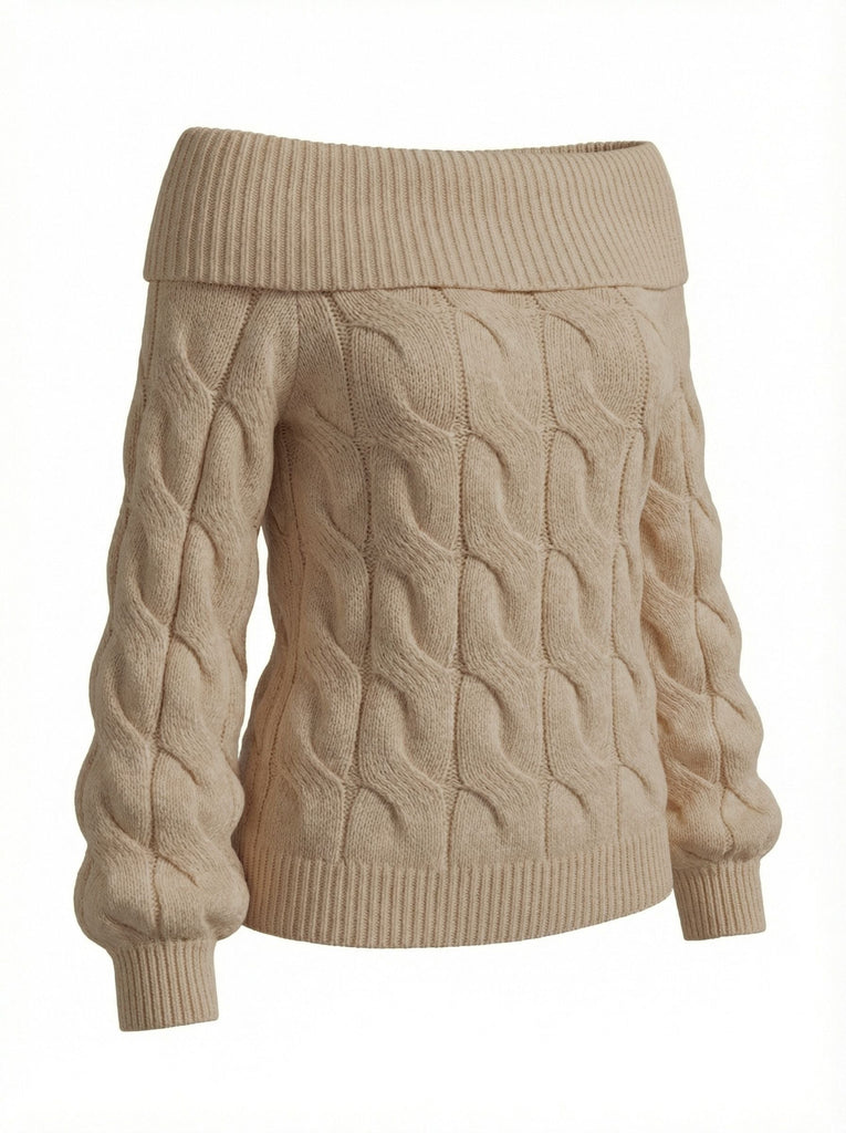 2000er Y2K Solide Schulterfrei Pullover