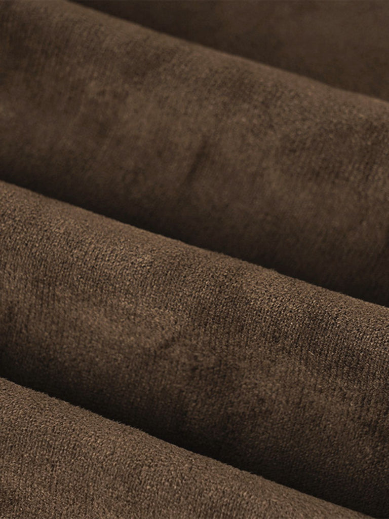 2PCS Braun 1980er Reh Kunstpelz-Verziert Crop Top & Rock