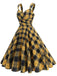 1950er Slip V-Ausschnitt Plaid Swing Kleid