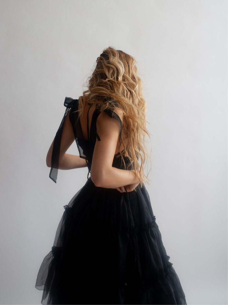 1950er Solide Mehrschichtige Rüschen Tüll Kleid