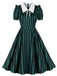 Grün 1950er Streifen Peter Pan Kragen Swing Kleid