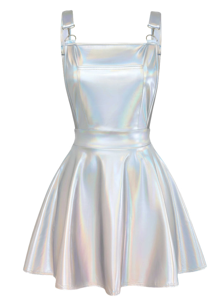 1970er Metallisch Holographic Suspender Kleid