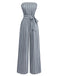 Grau 1930er Trägerlos Streifen Gegürtet Jumpsuit