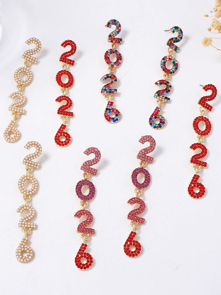 Strass 2026 Bunt Neu Jahr Tropfen Hängend Ohrringe
