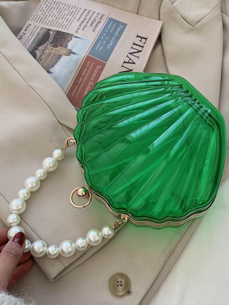 Vintage 3D-Muschel Transparent Perlenkette Tasche