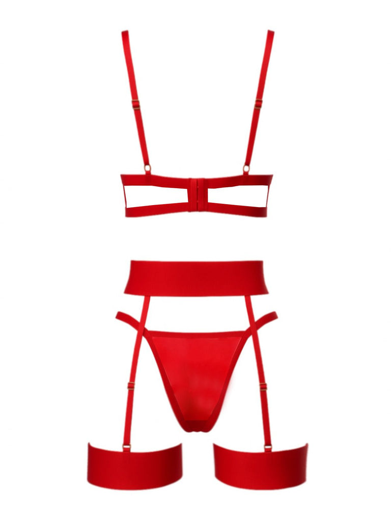 3PCS 1980er Spitze Bogen Detail Wäsche Set