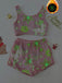 2PCS 1970er Glühend Bunt Drucken Flanell Pajama Set