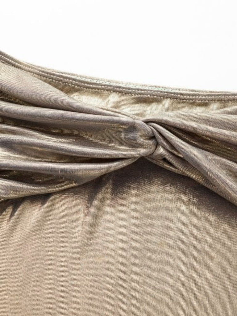 5PCS Gold 1980er Verziert Metallisch Ägyptisch-Inspiriert Bikini Set