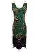 1920er V-Ausschnitt Pailletten Perlenbesatz Flapper Kleid
