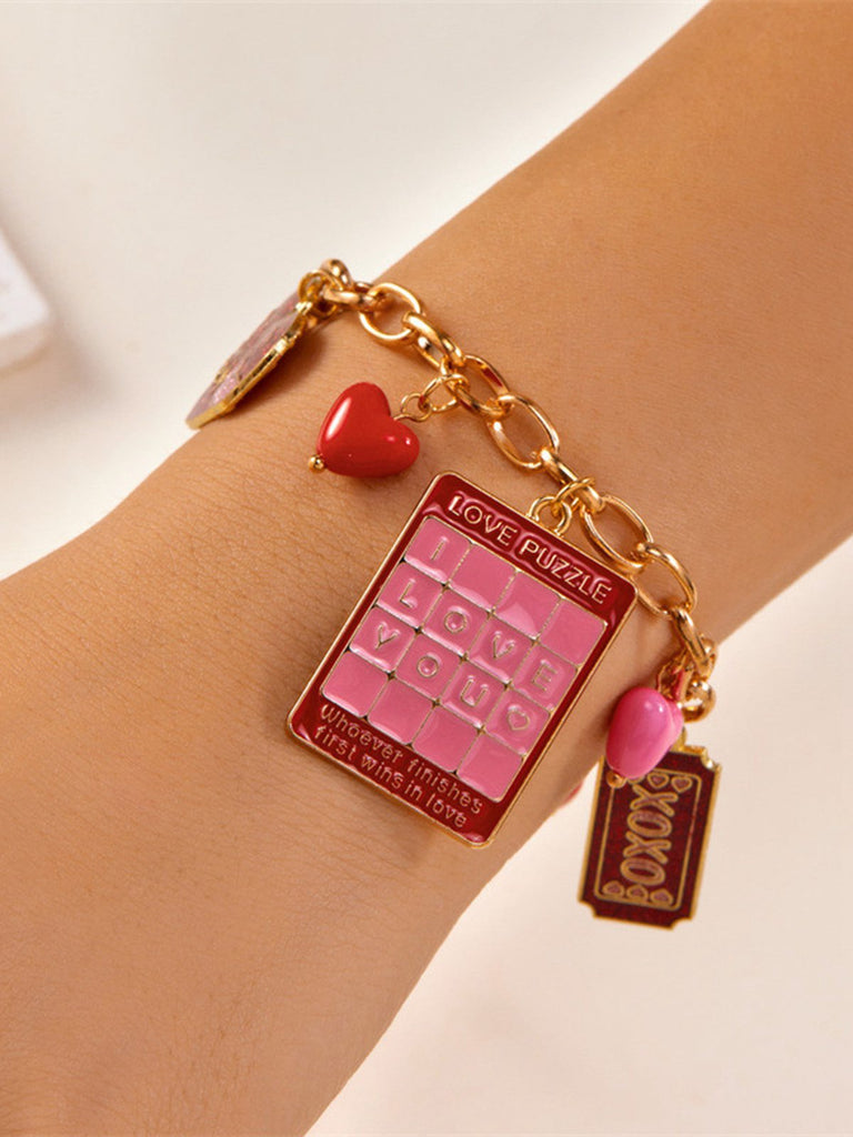 Valentinstag Herz Rose Liebe Anhänger Armband