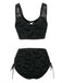 Schwarz 1980er Träger Fledermäuse Netz Gothic Bikini Set