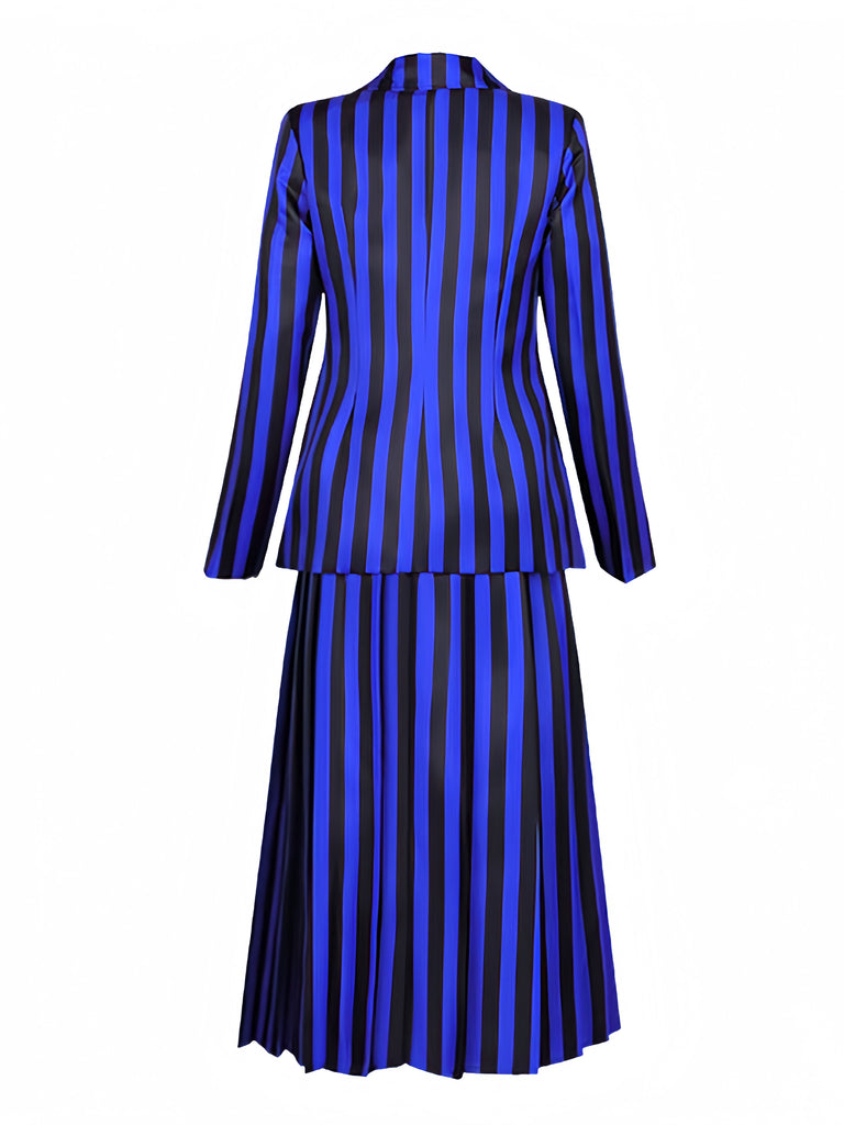 Blau 1940er Streifen Wednesday Addams Uniform Set