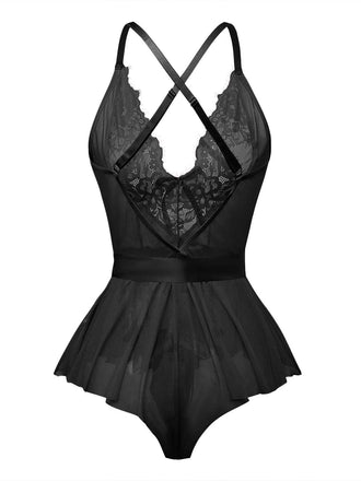 1970er Slip Blumen Spitze Bogen Nachthemd