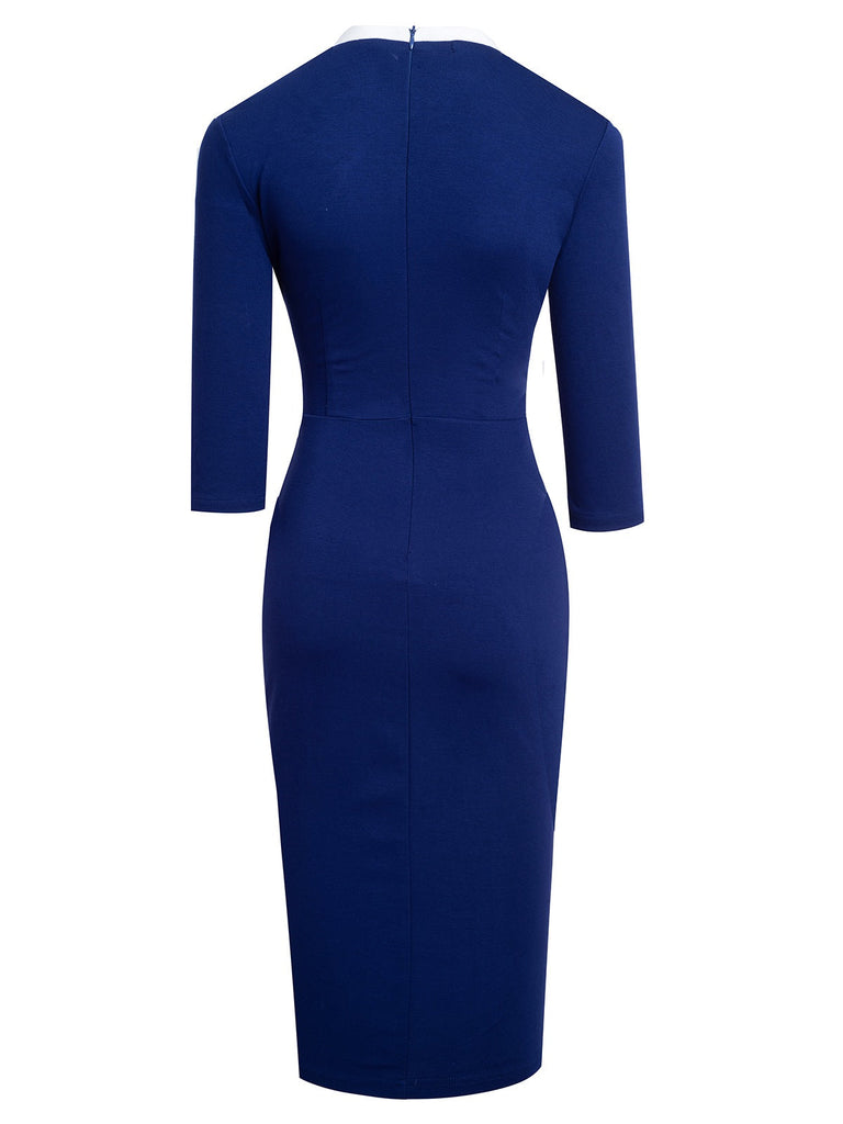 1960er Kontrastbesatz Bodycon Kleid