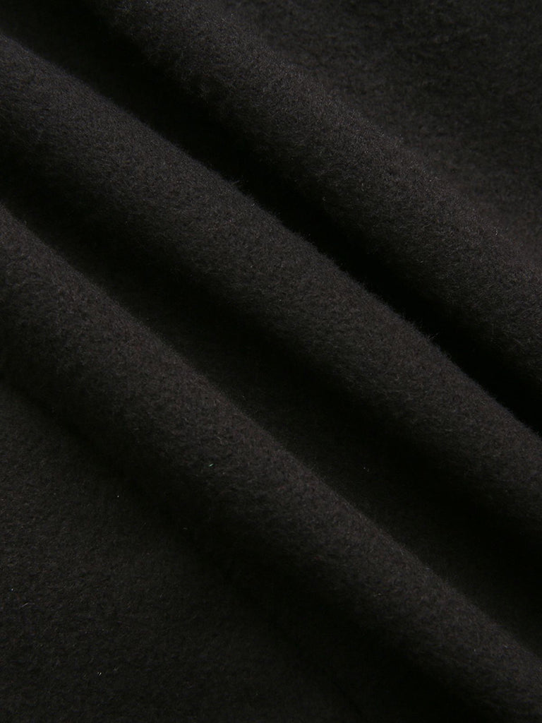 Schwarz 1940er Solide Kunstwolle Kurz Jacke