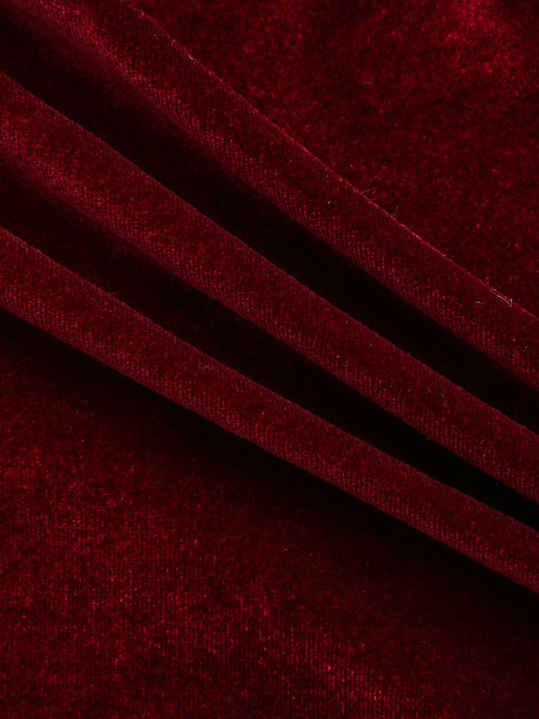 1980er Solide Samt Schulterfrei Midi Kleid