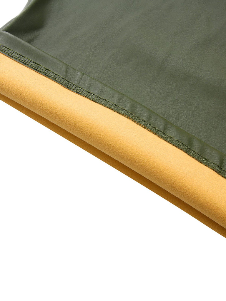 1940er Hochtailliert Metall Gürtel PU Leder Weit Hose