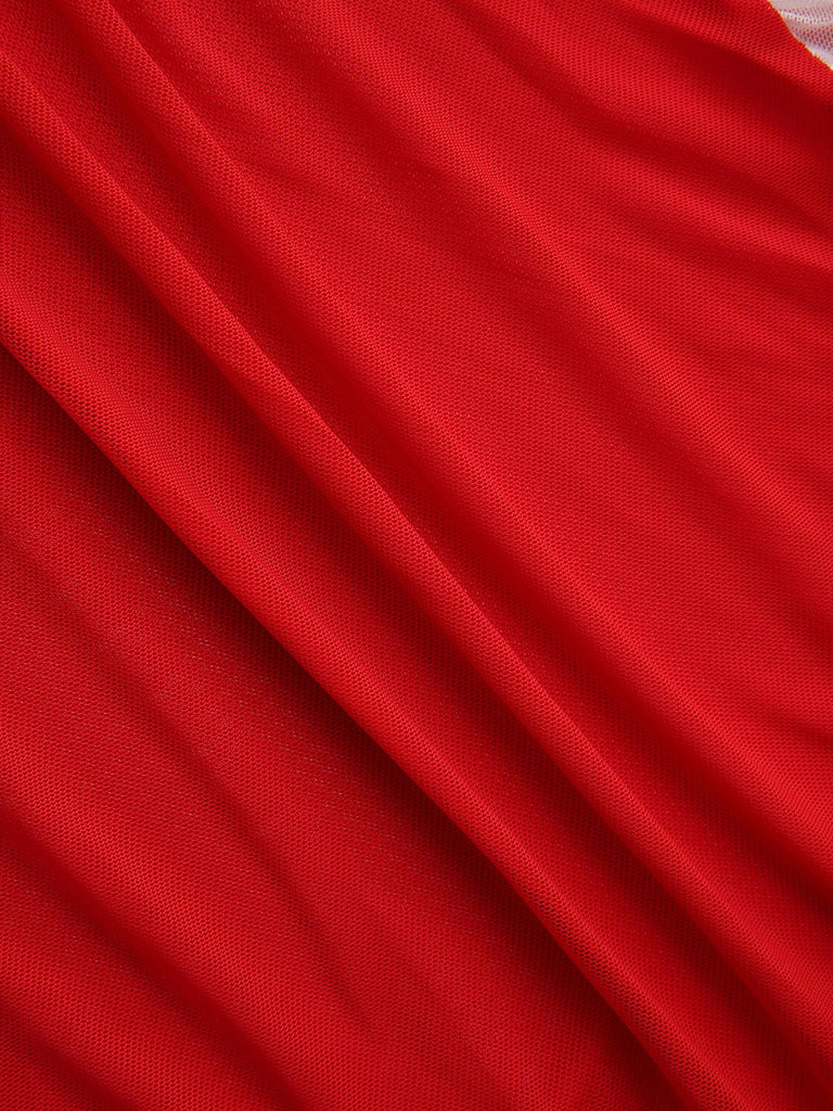 Rot 1960er Spitze Slip Nachthemd Set