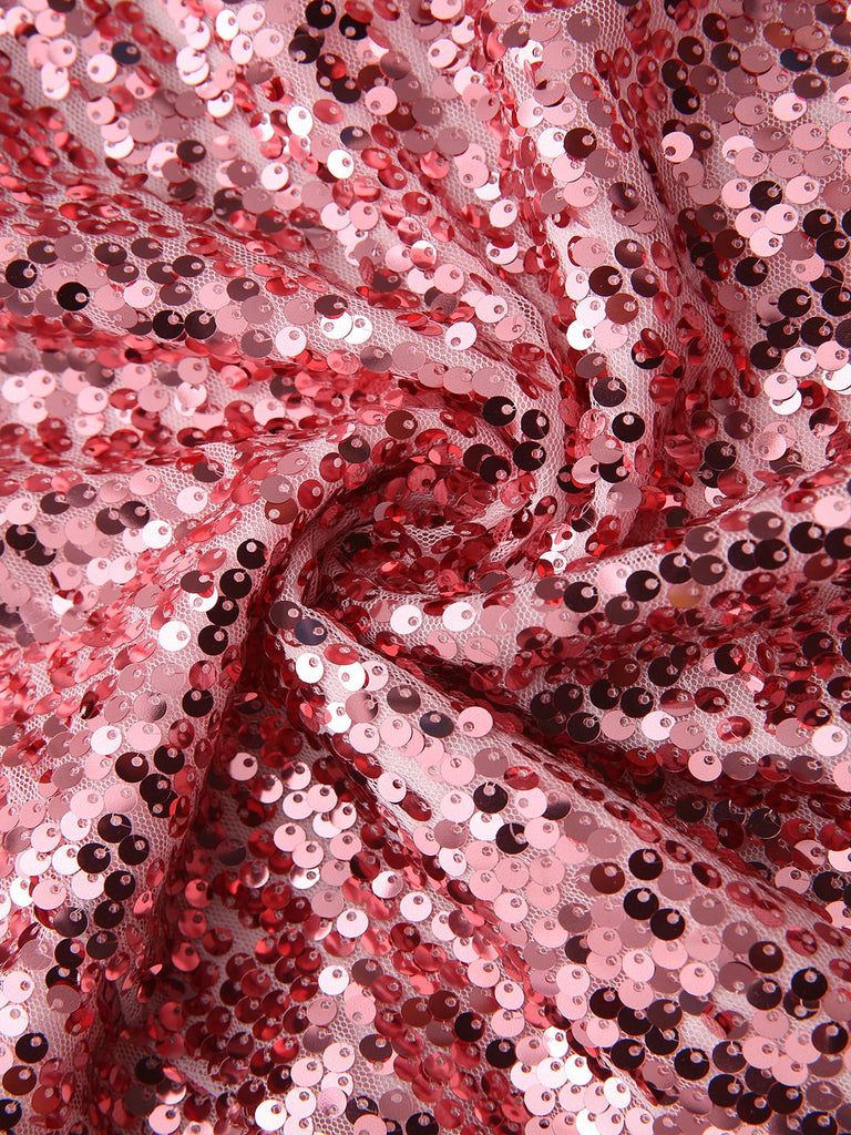 1970er V-Ausschnitt Schlagärmel Pailletten Disco Kleid