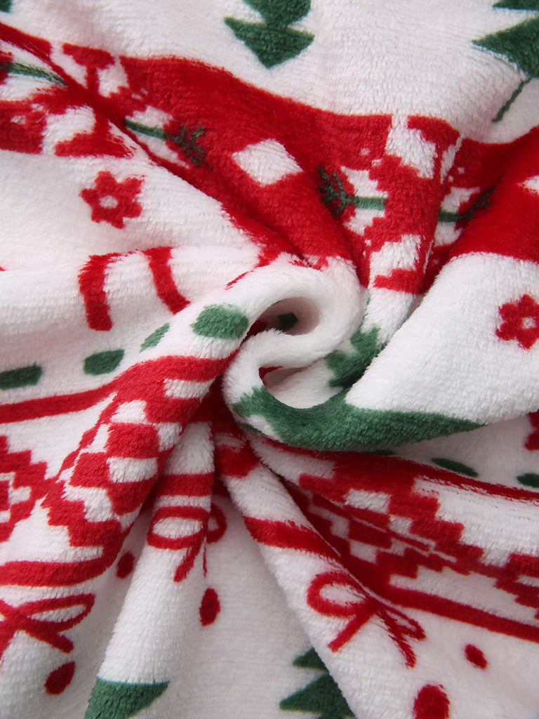 Multicolor 1940er Ren & Weihnachtsbaum Plüsch Hoodie