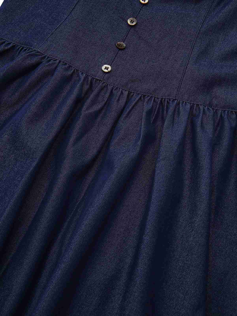 Blau 1960er Spaghetti Träger Gerafft Mini Kleid