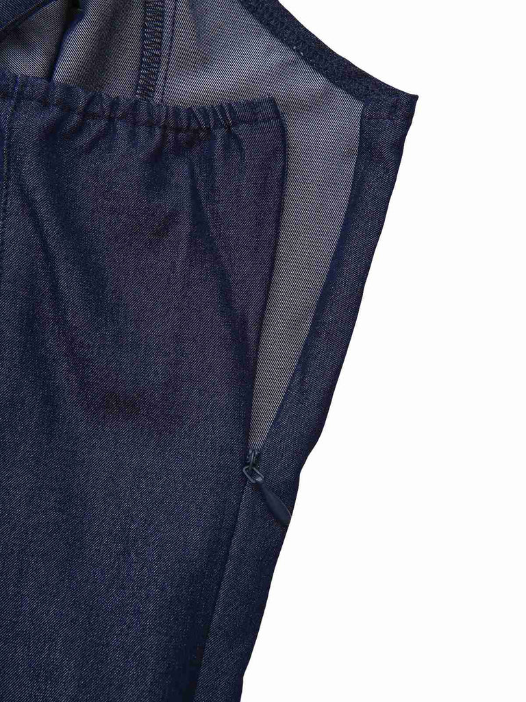 Blau 1960er Spaghetti Träger Gerafft Mini Kleid