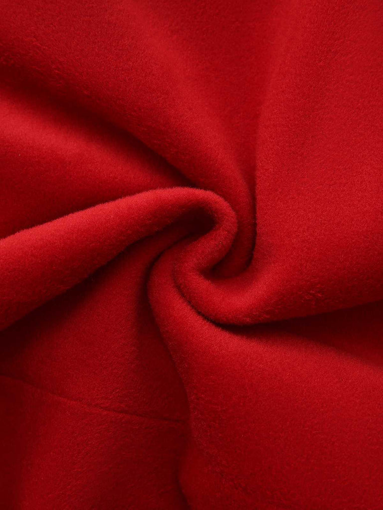 Rot 1980er Faux Pelzbesatz Kristall Taste Mantel